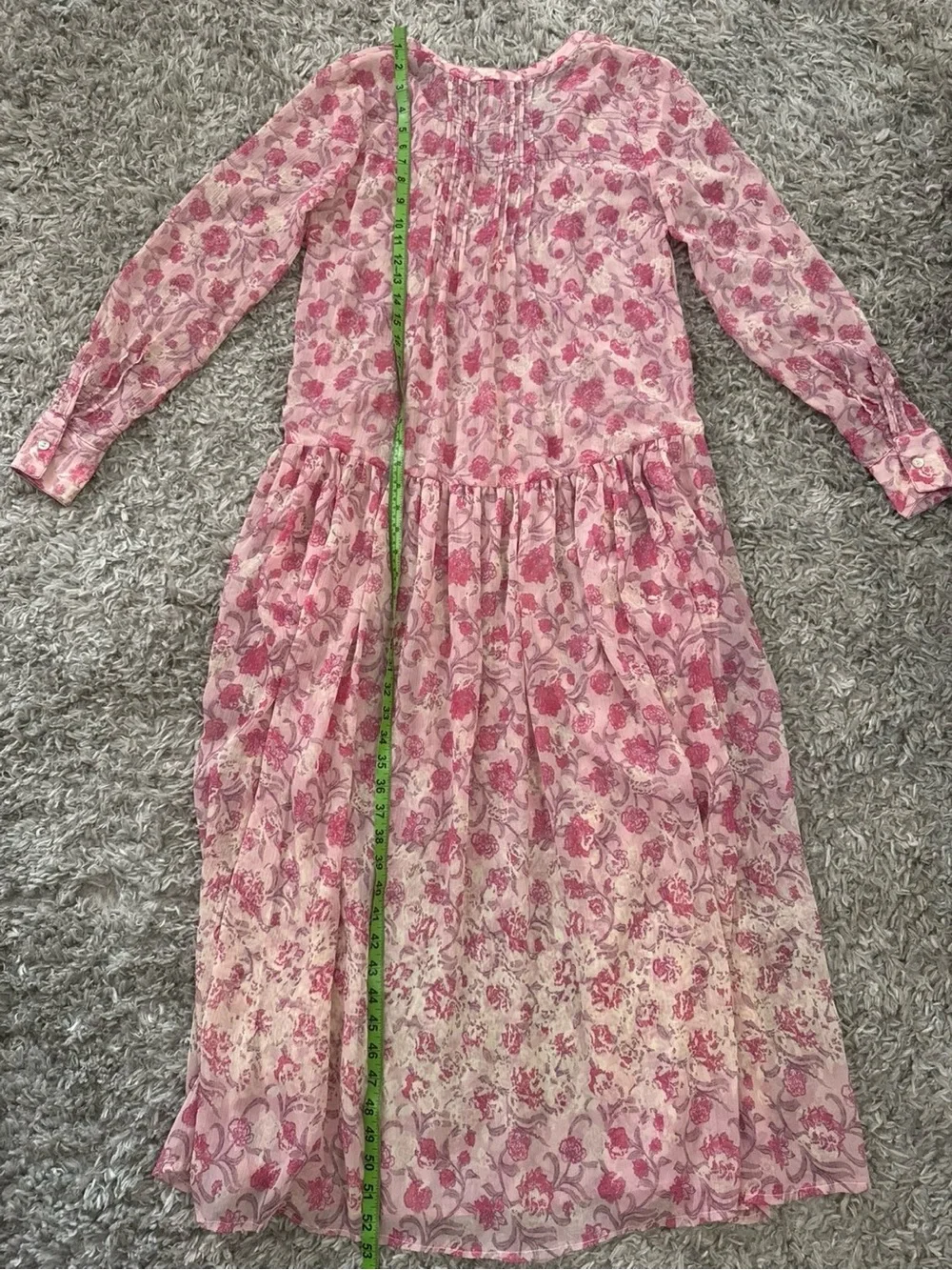 FREE PEOPLE XS✨ See It Through Floral Long Sleeve Maxi Dress like new *NO liner*